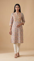 Printed Floral Mustard Kurti